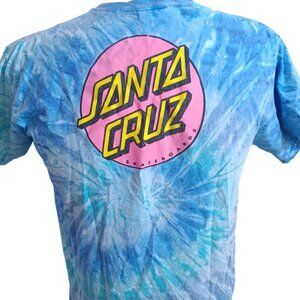 Medium T-shirt Men's Skateboards Santa Cruz Blue Tie-Dye T-Shirt M 100% Cotton